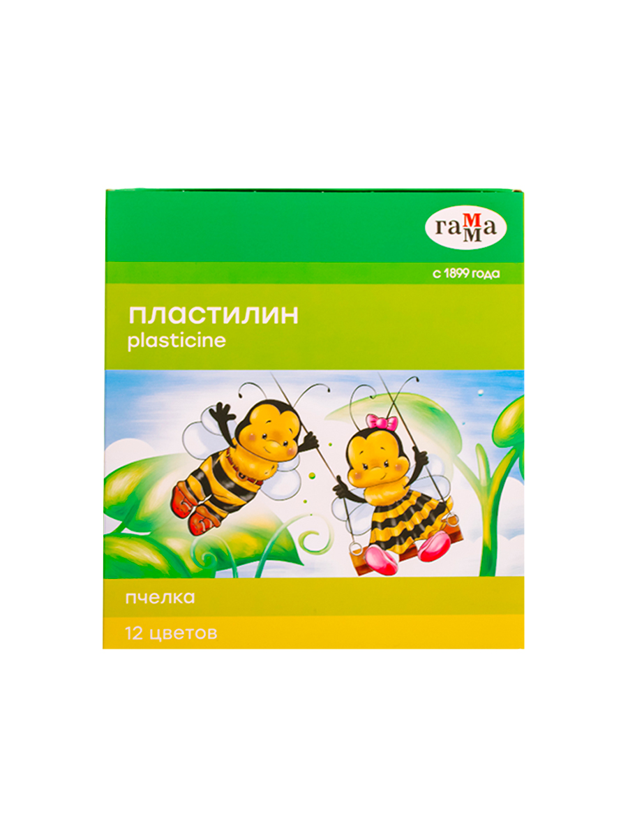 Пластилин мягкий «Гамма» Пчёлка 12 цветов со стеком