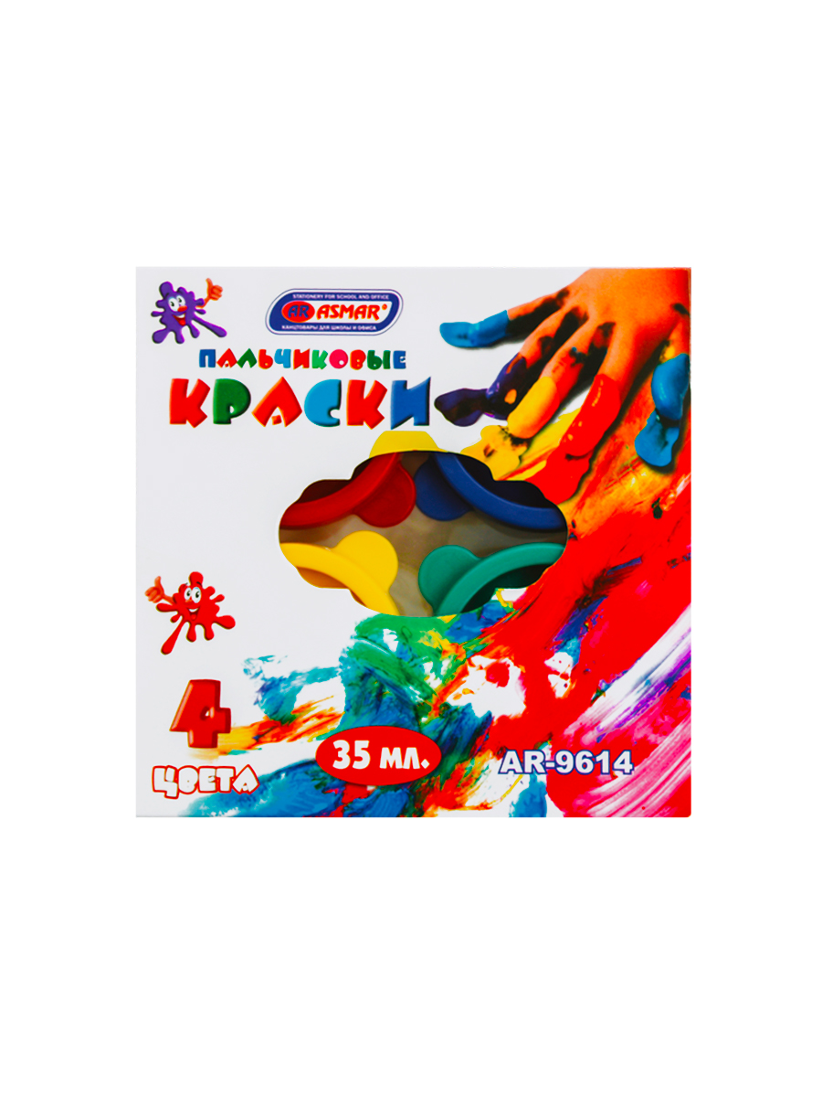 Краски пальчиковые 4 цвета «Asmar» 35 мл