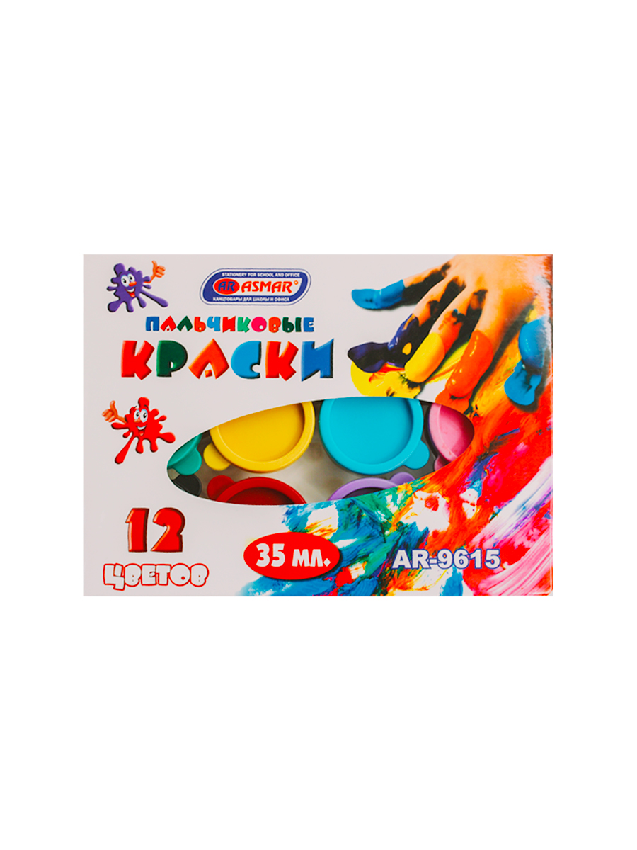Краски пальчиковые 12 цветов «Asmar» 35 мл