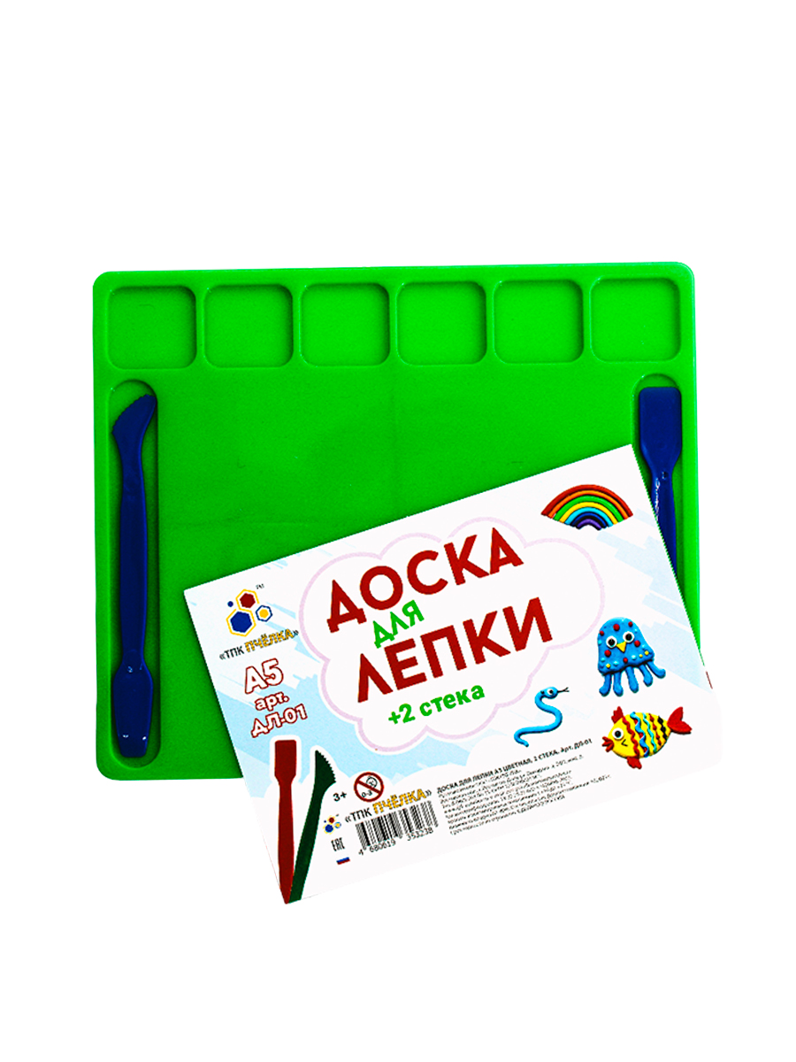 Доска для лепки А5 «Пчёлка» с 2 стеками