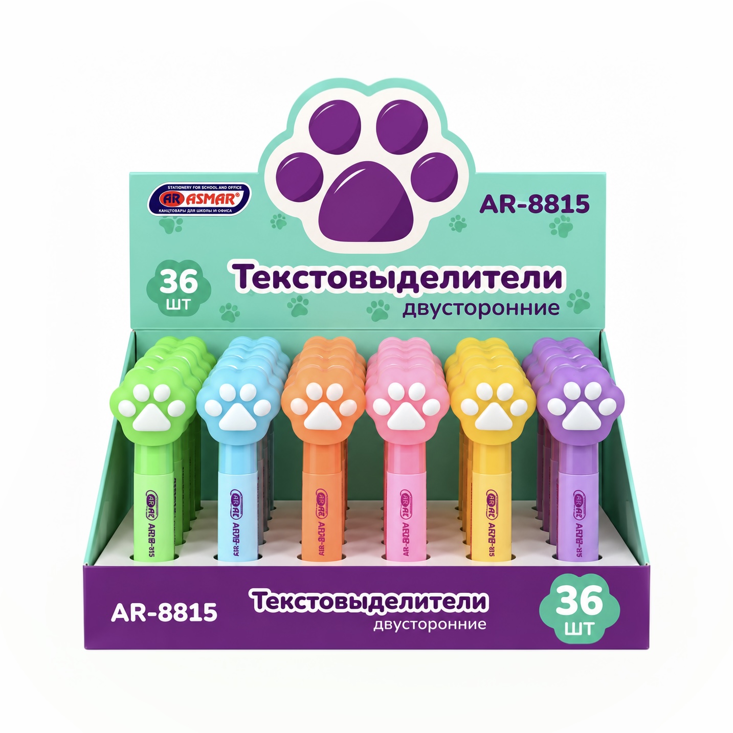 Текстовыделители двухсторонние ASMAR® "Лапки"