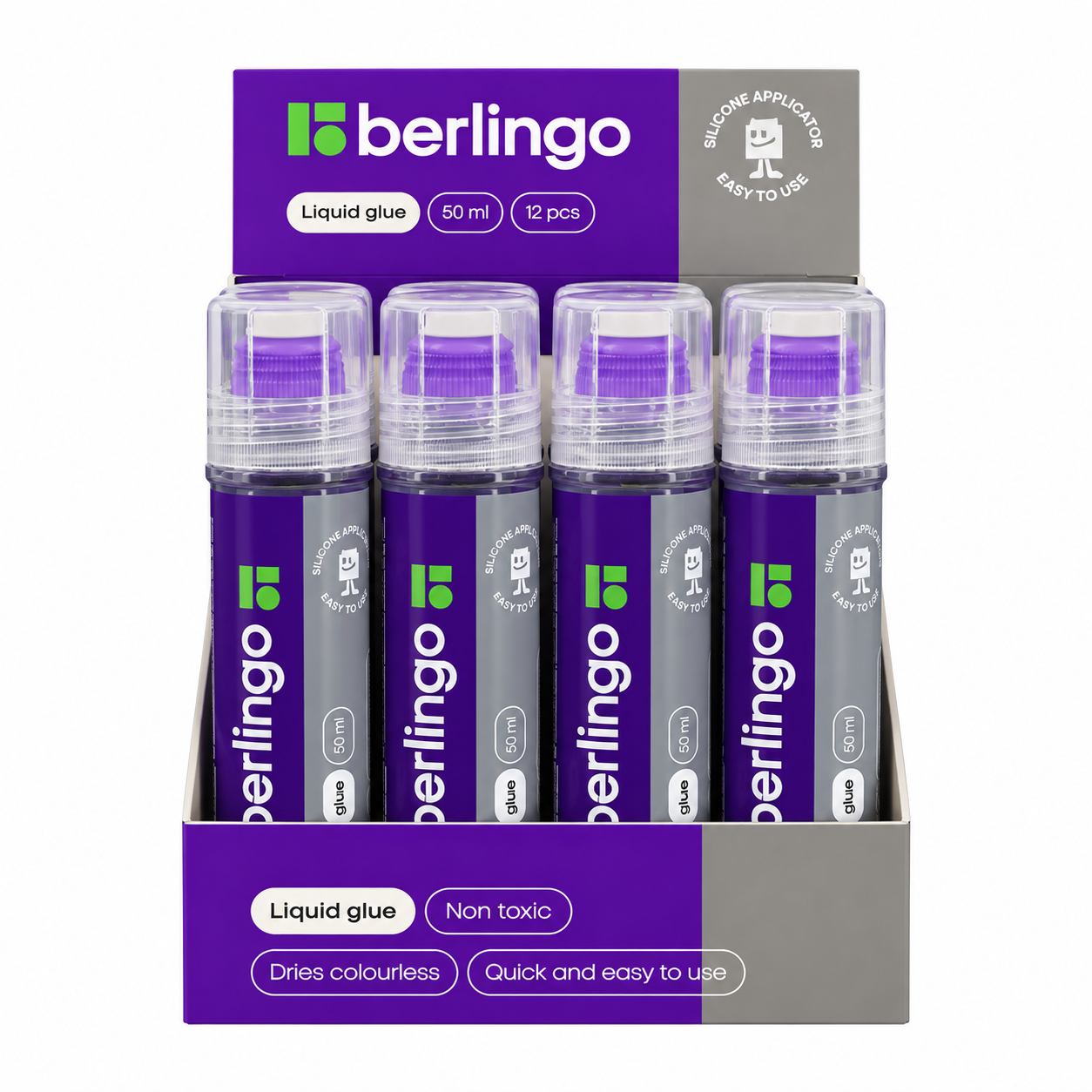 Клей канцелярский 50 мл BERLINGO® с силиконовым аппликатором