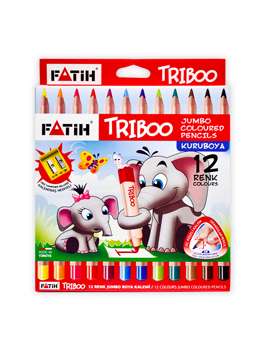 Карандаши цветные «Fatih» Triboo Jumbo 12 цветов с точилкой