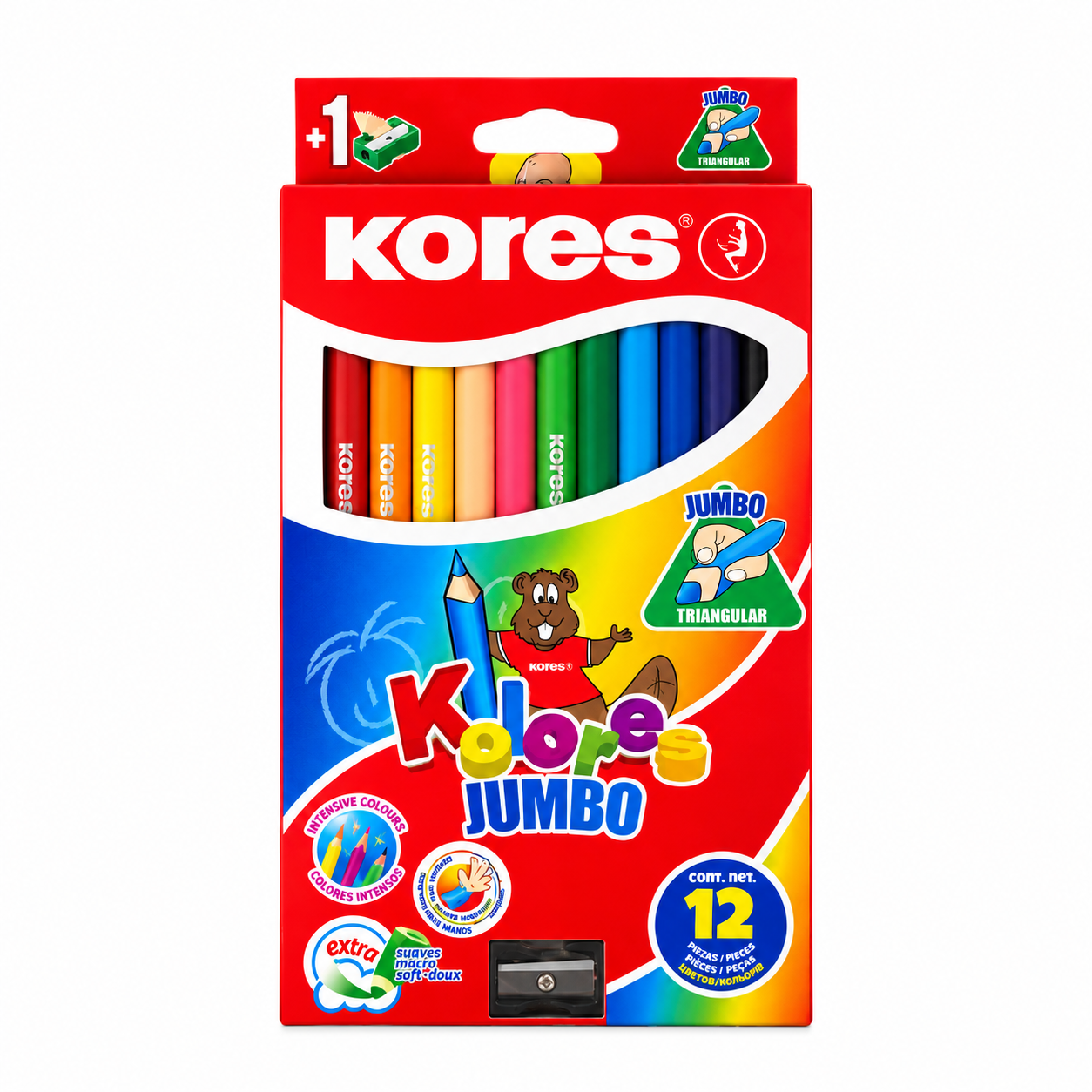 Карандаши цветные утолщенные 12 цветов KORES®