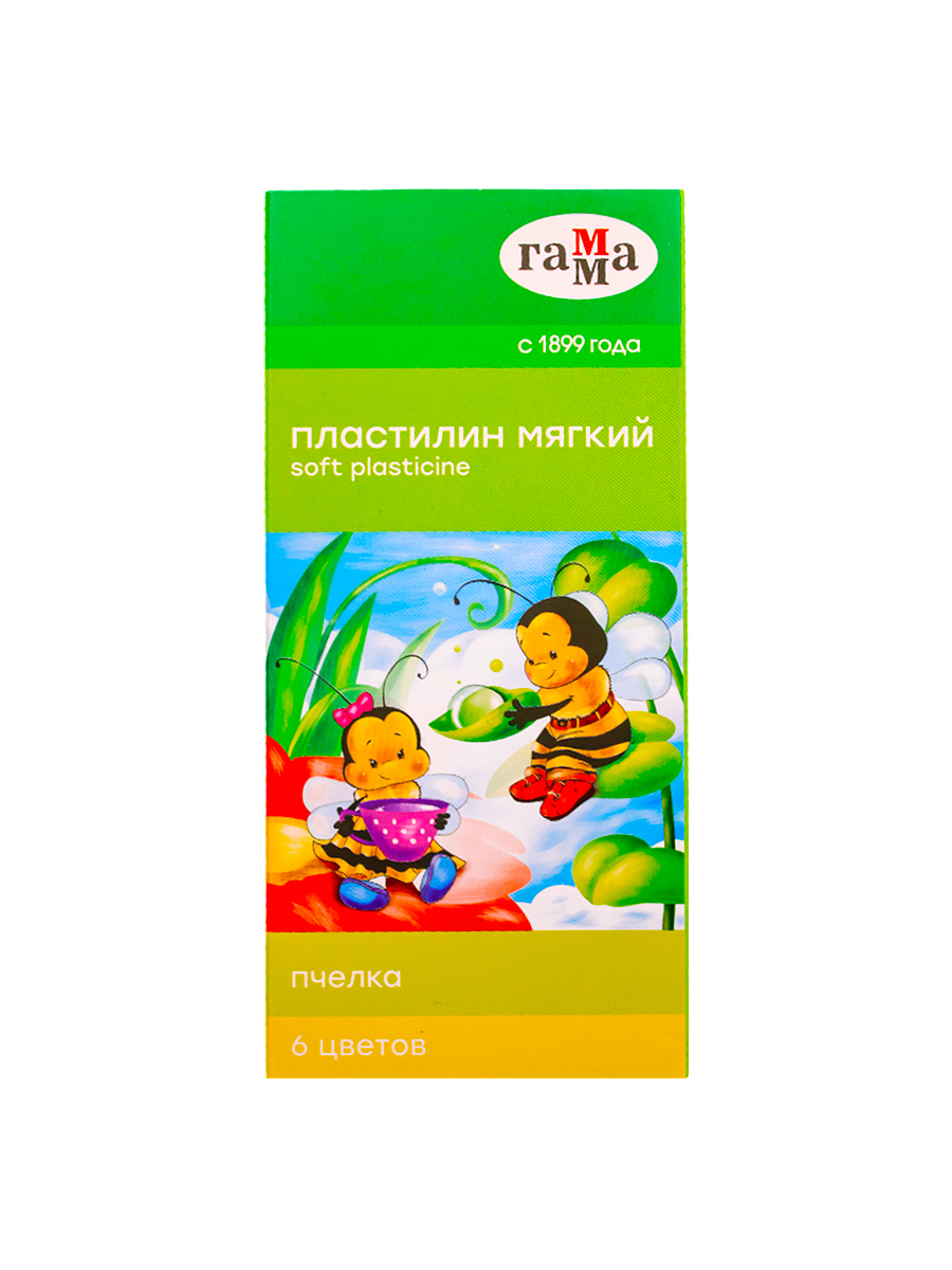 Пластилин мягкий «Гамма» Пчёлка 6 цветов со стеком